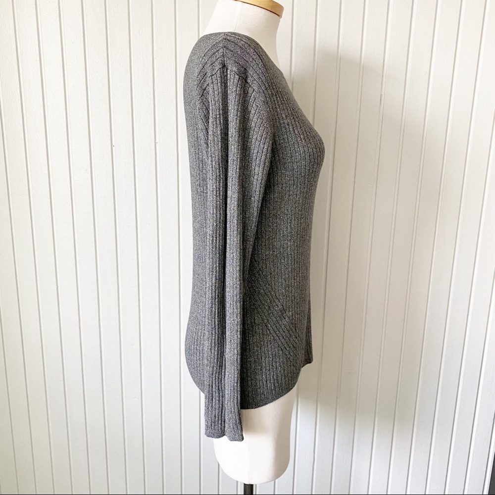 M&S Collection Gray (Grey) Ribbed Long Sleeve Sweater Top - Picture 4 of 8